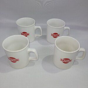 Datsun Logo 3.5" Vintage 4 Coffee Mug Set Made England